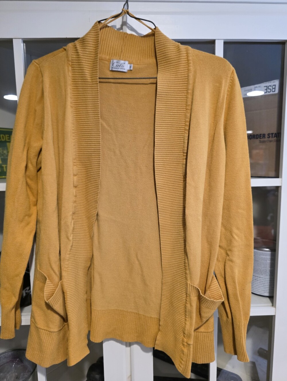 Cato Mustard Yellow Open-Front Cardigan